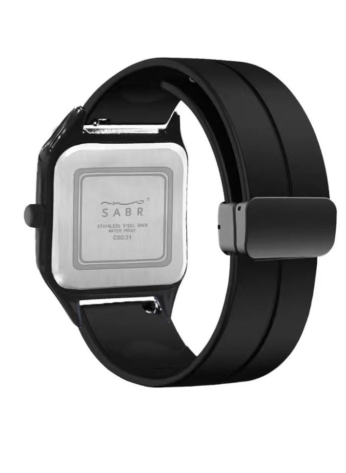 Sabr Arabic Watch for Men & Women - Square Quartz Wristwatch, Alloy Case, 3 ATM Waterproof, Silicone Strap, Magnetic Buckle - Image 5